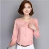 Elegant Summer Female Shirt Long Sleeve Blouse Button Women Office Chiffon Ruffle Tops For Stylish Comfort