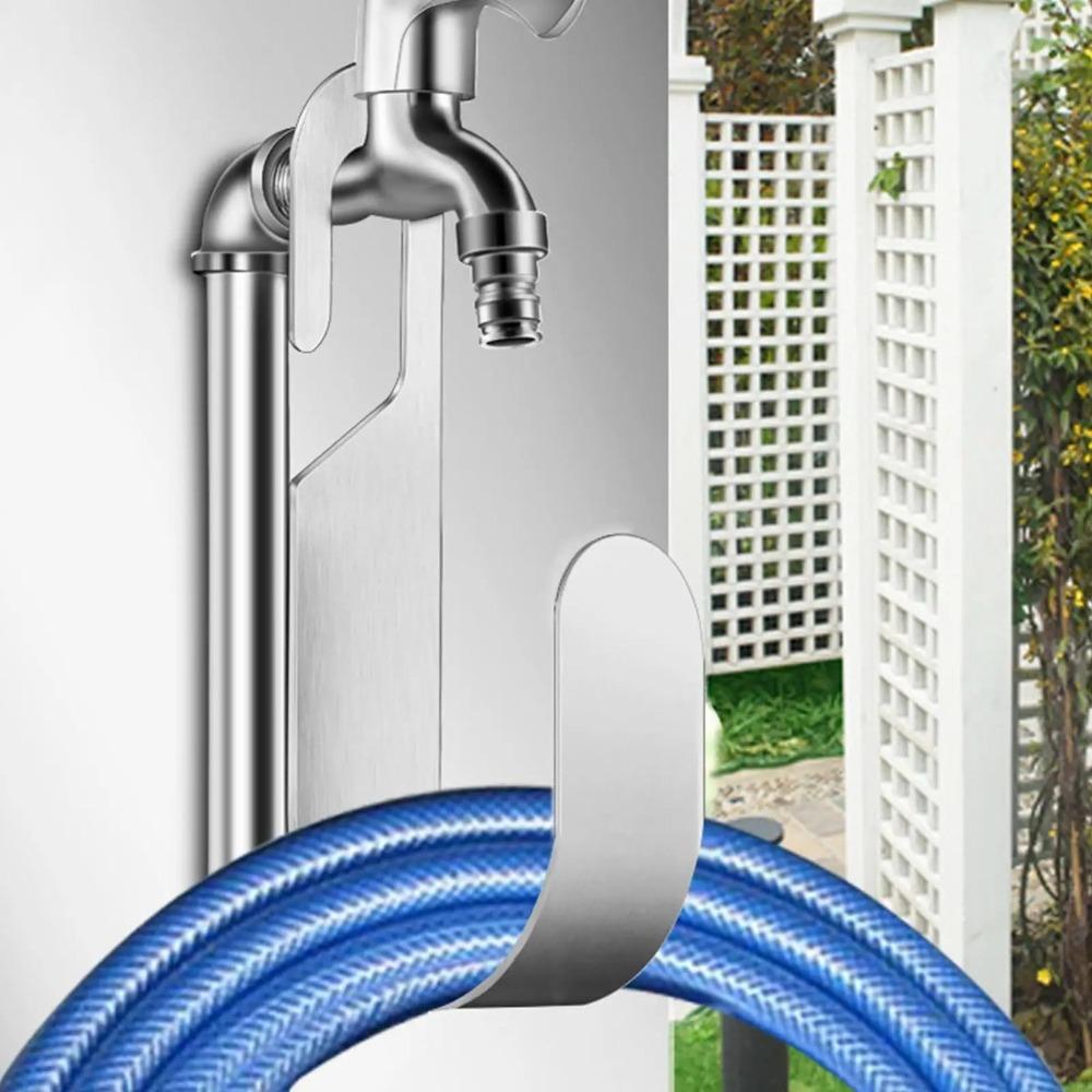 Stainless Steel Garden Hose Holder Heavy Duty Hose Storage Rack Hose Hanger  For Home Garden Yard