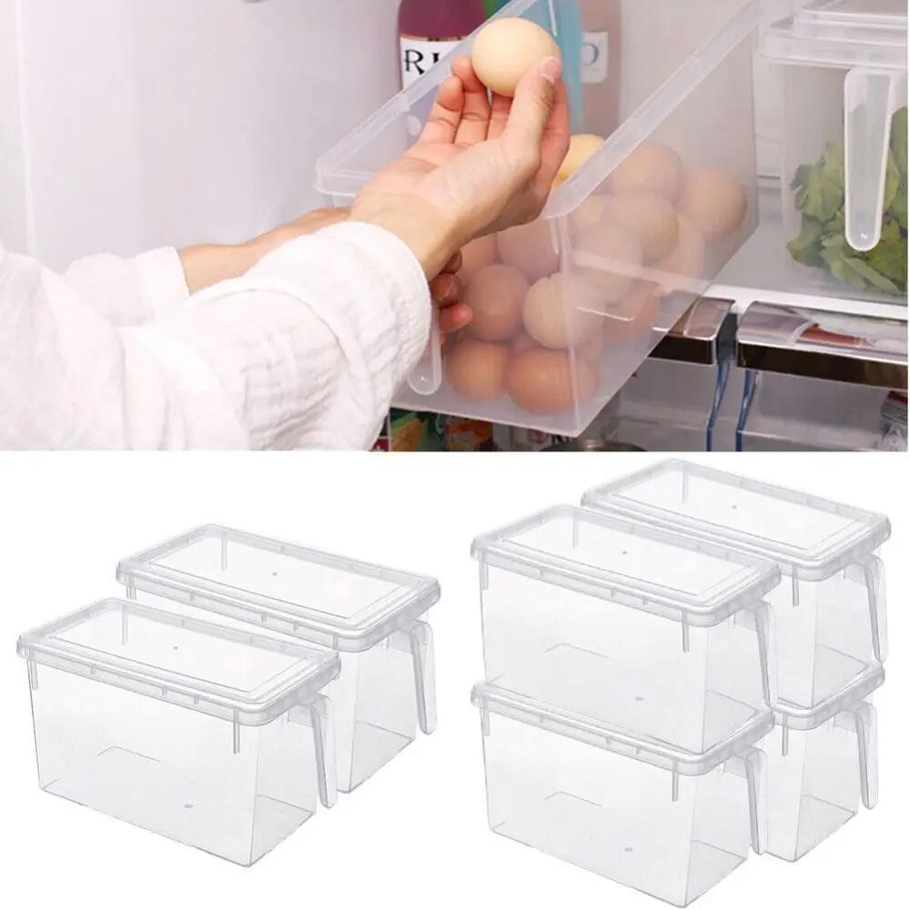 Durable Plastic Kitchen Fridge Rack Holder Clear 5L Cupboard Drawer Organizer Storage Bin Fridge Organizer