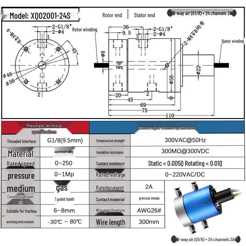 High-Speed 360° Pneumatic-Electric Slip Ring with Multi-Channel Gas-Liquid Integration