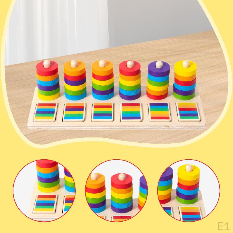 Hanoi Puzzle Game Intellectual Toy Parties Stacking Wooden DIY Brain Teaser Girls Preschool Toddlers