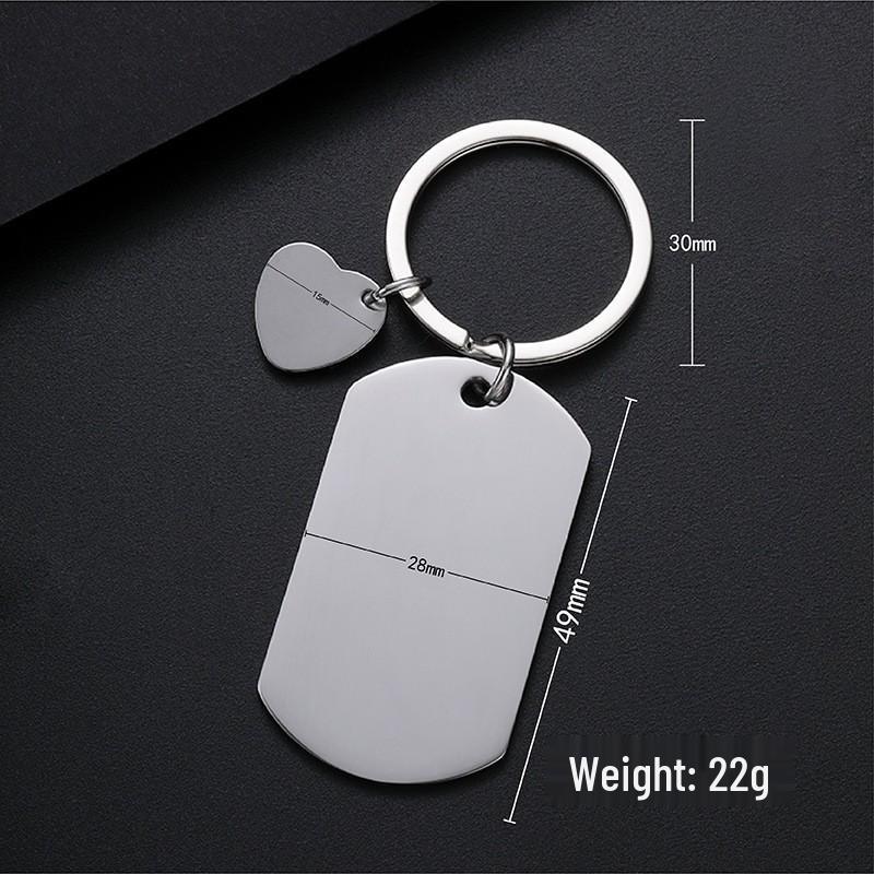 Heart-Style Stainless Steel Dog Tag Keychain - Laser Engraved Festival Gift