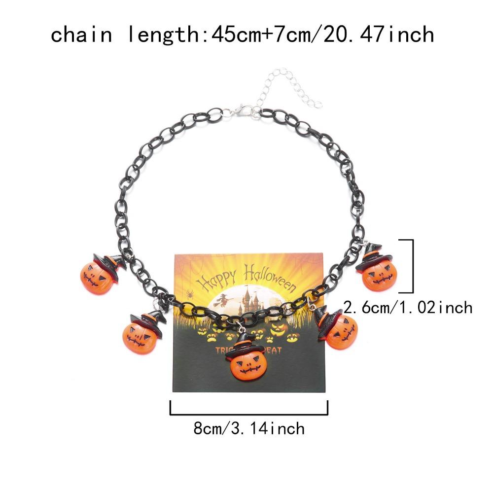 Dark Spider Design Halloween Necklace Pumpkin Pattern Red Blood Pattern Blood Red Print Necklace Black Rope Ghost Weaven