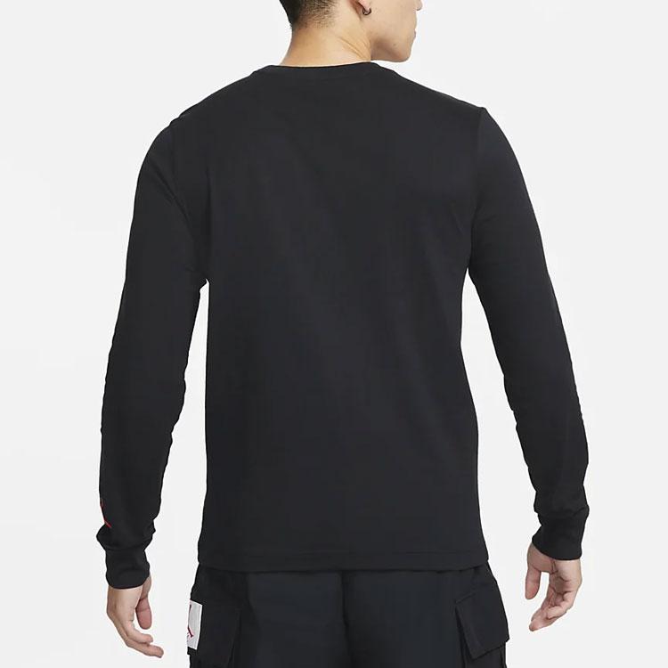Jordan Holiday Casual Sports Crew Neck Letter Print Long Sleeve T-Shirt Men Tops Black DC9794-010