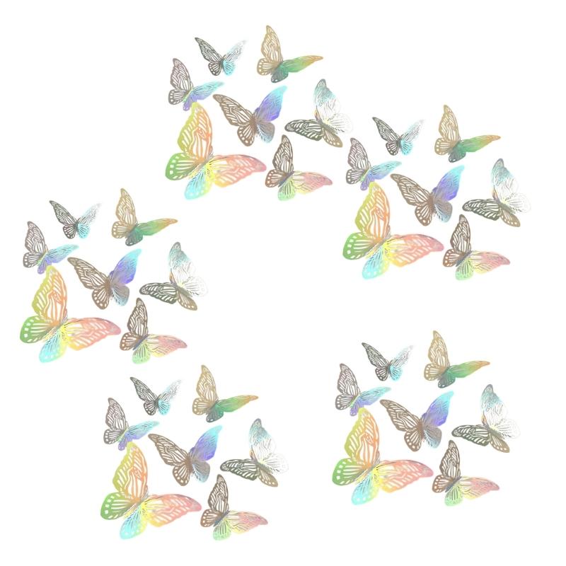 Pack of 72 3D Hollowout Design Colorful Butterfly Sticker for Living Room Bedroom Office Weddings Party Decorations