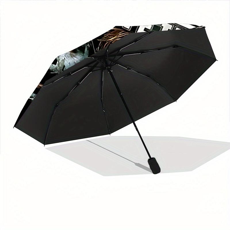 1pc Rammstein Automatic Folding Umbrella - Portable 3-Fold Design, 8-Bone Iron Frame Outdoor Umbrella, Ideal Gift for Fans, Travelers, Daily Use,