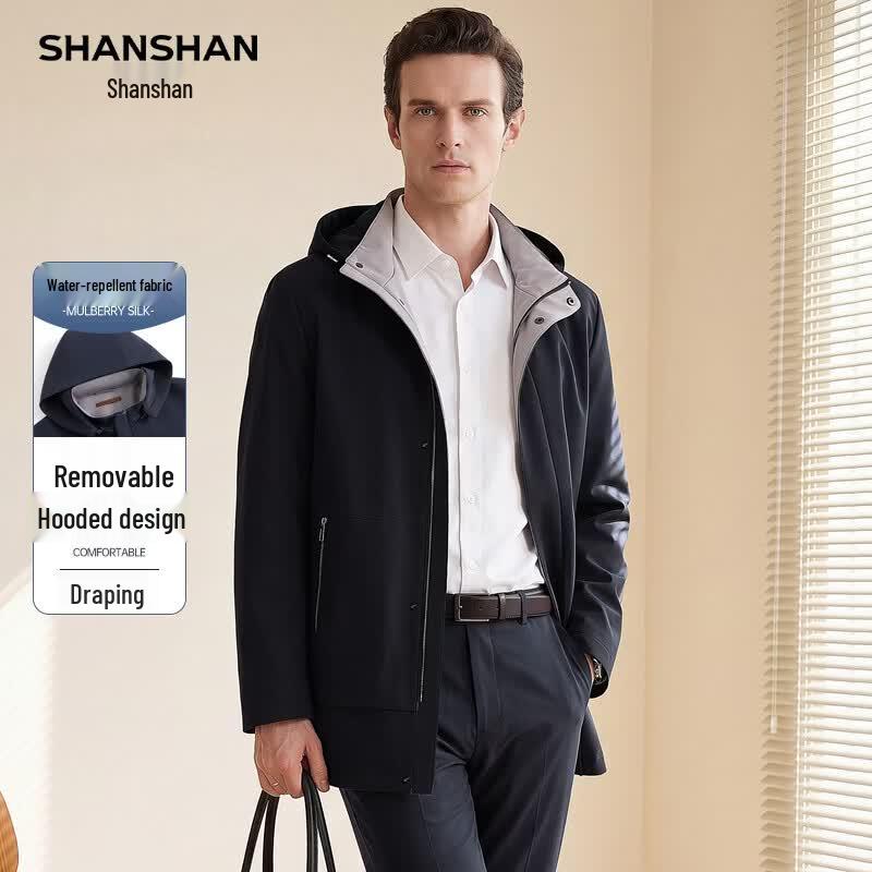 SHANSHAN Men's Business Casual Detachable Hooded Windproof Jacket