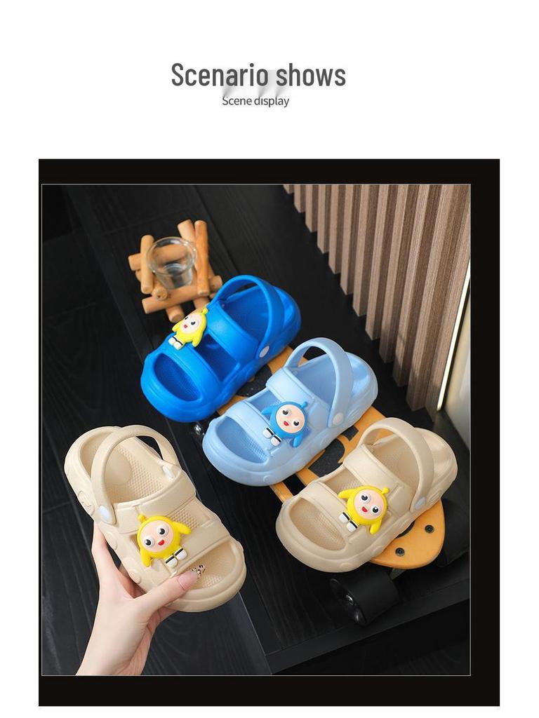 Children's Cartoon Summer Sandals: Non-slip, Squishy, Two-way Beach Shoes for Toddlers (Boys).
