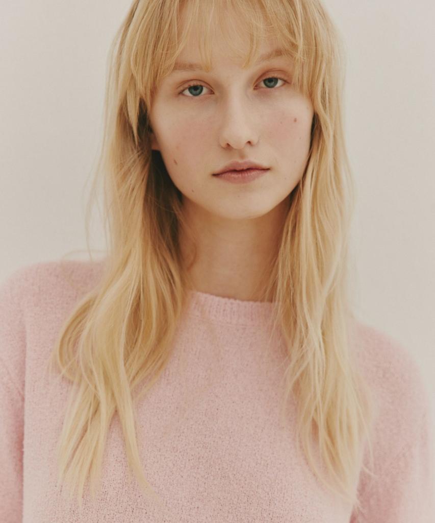 Okuka Back Zipper Knit Top Pink