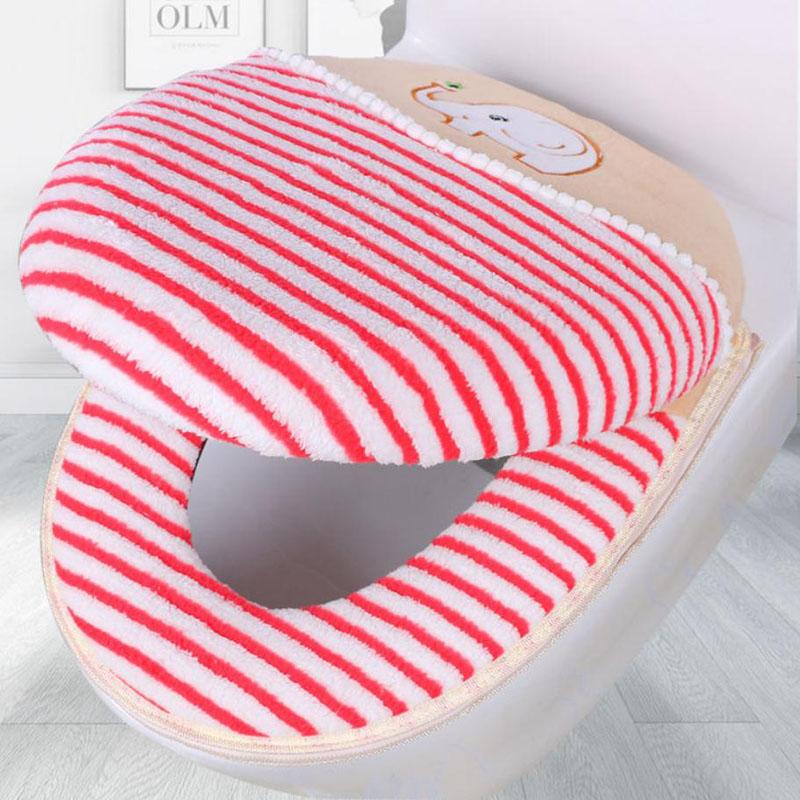 Zipper Type Waterproof Toilet Cover  Household Winter Coral Velvet Toilet Seat Cushion Universal Comfort Toilet Seat Cover