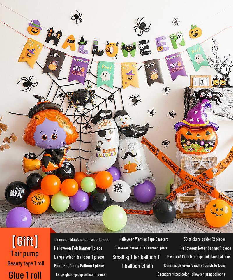 Halloween Kindergarten Party Wall Decor: Balloons & Props for Kids' Atmosphere