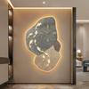 Nine Fish Map Wall Clock Luminous Advanced entrance wall decoration Modern Light Luxury Corridor Aisle Hanging Painting Clock
