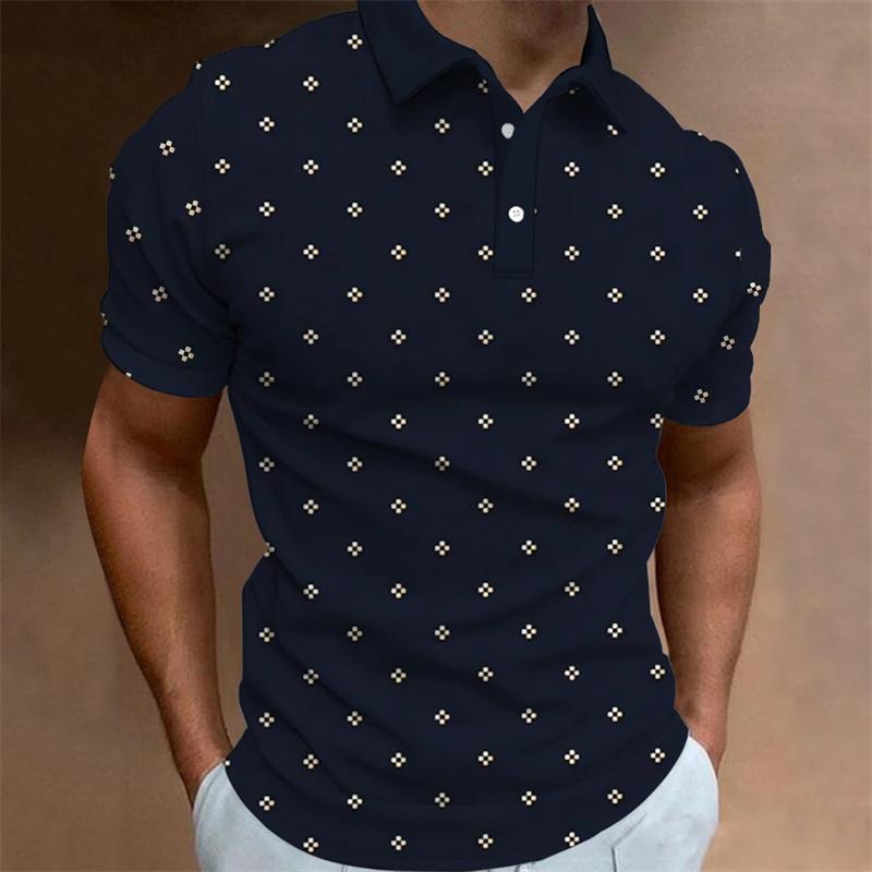 Fashion Mens Polo Shirt Short Sleeve Anchor Patter Mens Designer Clothes Causal Short Sleeve Button Lapel Polo T-shirts Apparel
