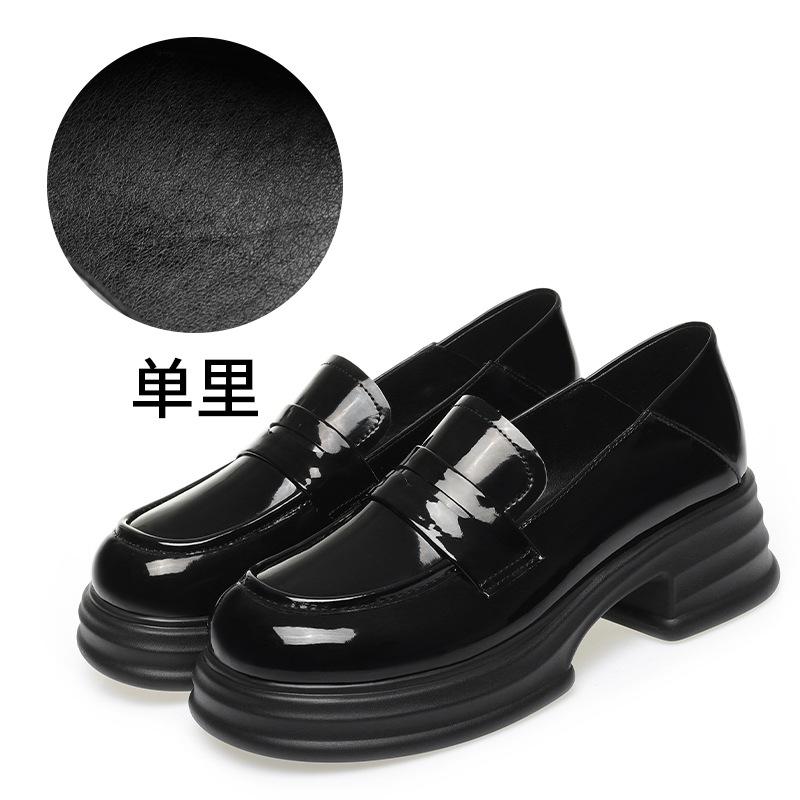 Platform small leather shoes women, new spring women's shoes single shoes black work shoes British loafers