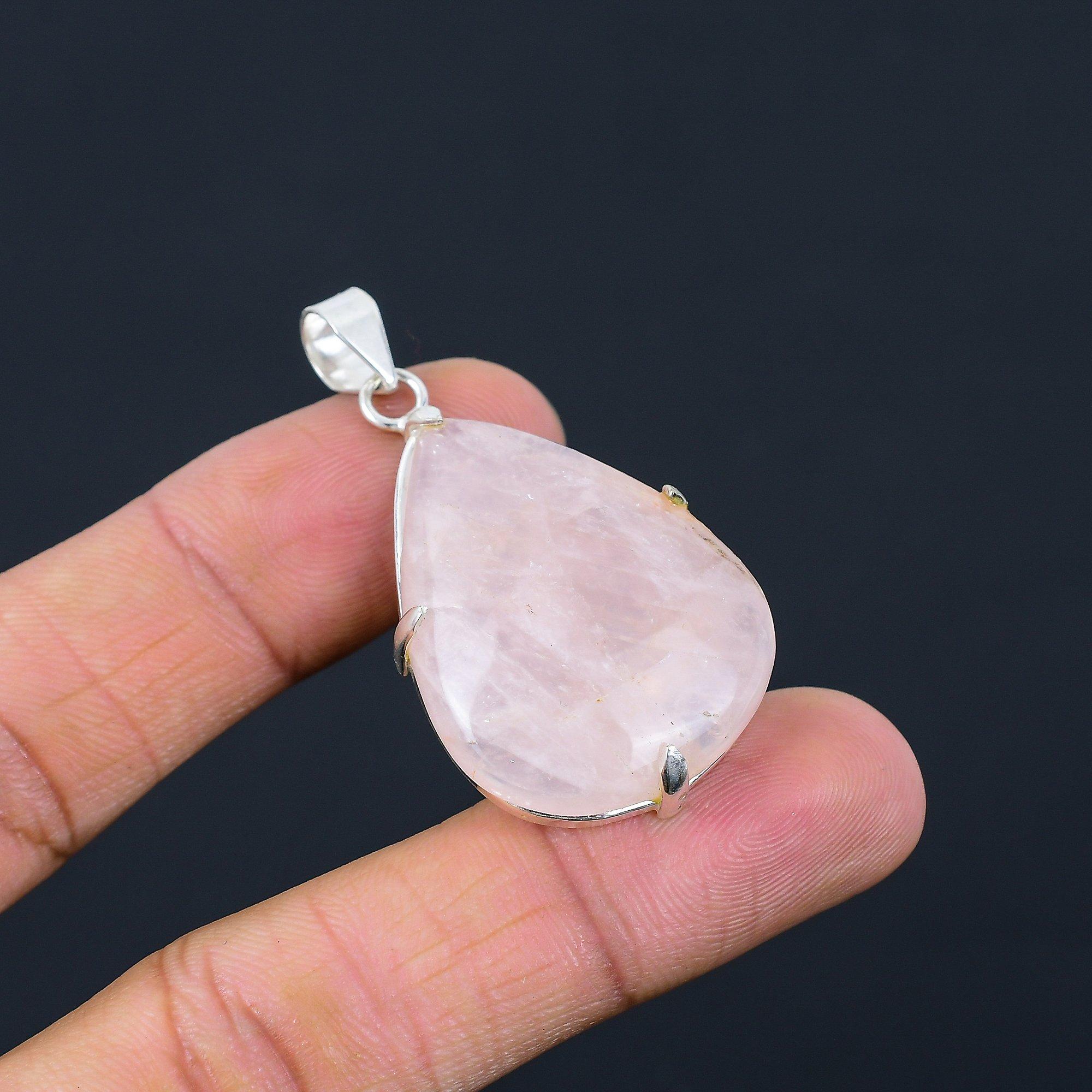 

Daughters Day Deal Natural Rose Quartz Sterling Silver Sister Pendant Jewelry