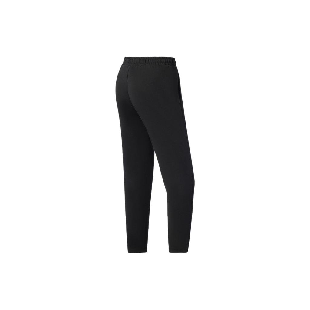 Li Ning Fitness Series Solid Color Logo Print Elastic Waist Sports Pants Women Pants Black AKLS346-1