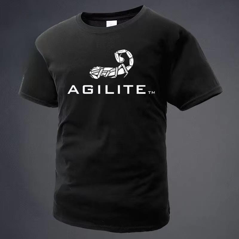 AGILITE T-Shirt Herren Rundhals Reine Baumwolle T-Shirt Kurzarm T-Shirt Übergröße Kleidung Fitnesskleidung Herrenbekleidung