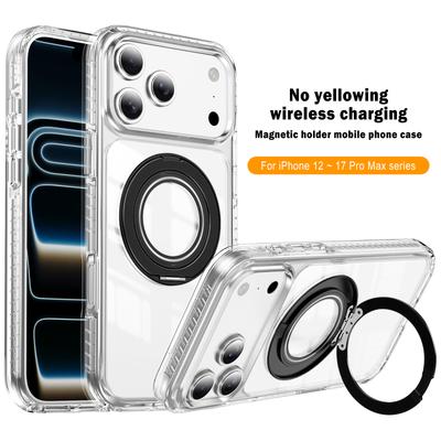 Magnetic 360° Stand for iPhone 12-17 Pro Max Case  Magnet Wireless Charging Kickstand Cover for iPhone 15 16 17 Pro Max