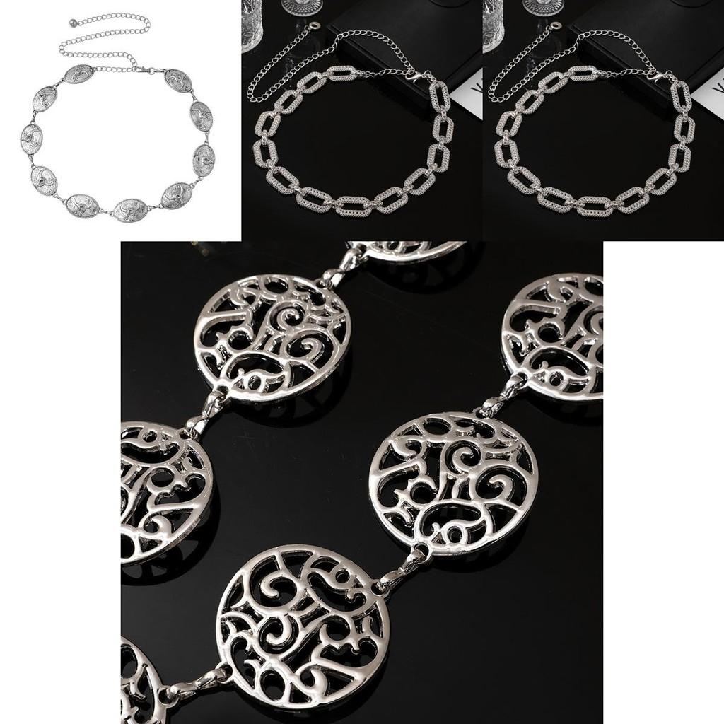 Ethnic Style Metal Waist Chain With Geometric Cutouts For Women Festival Wear