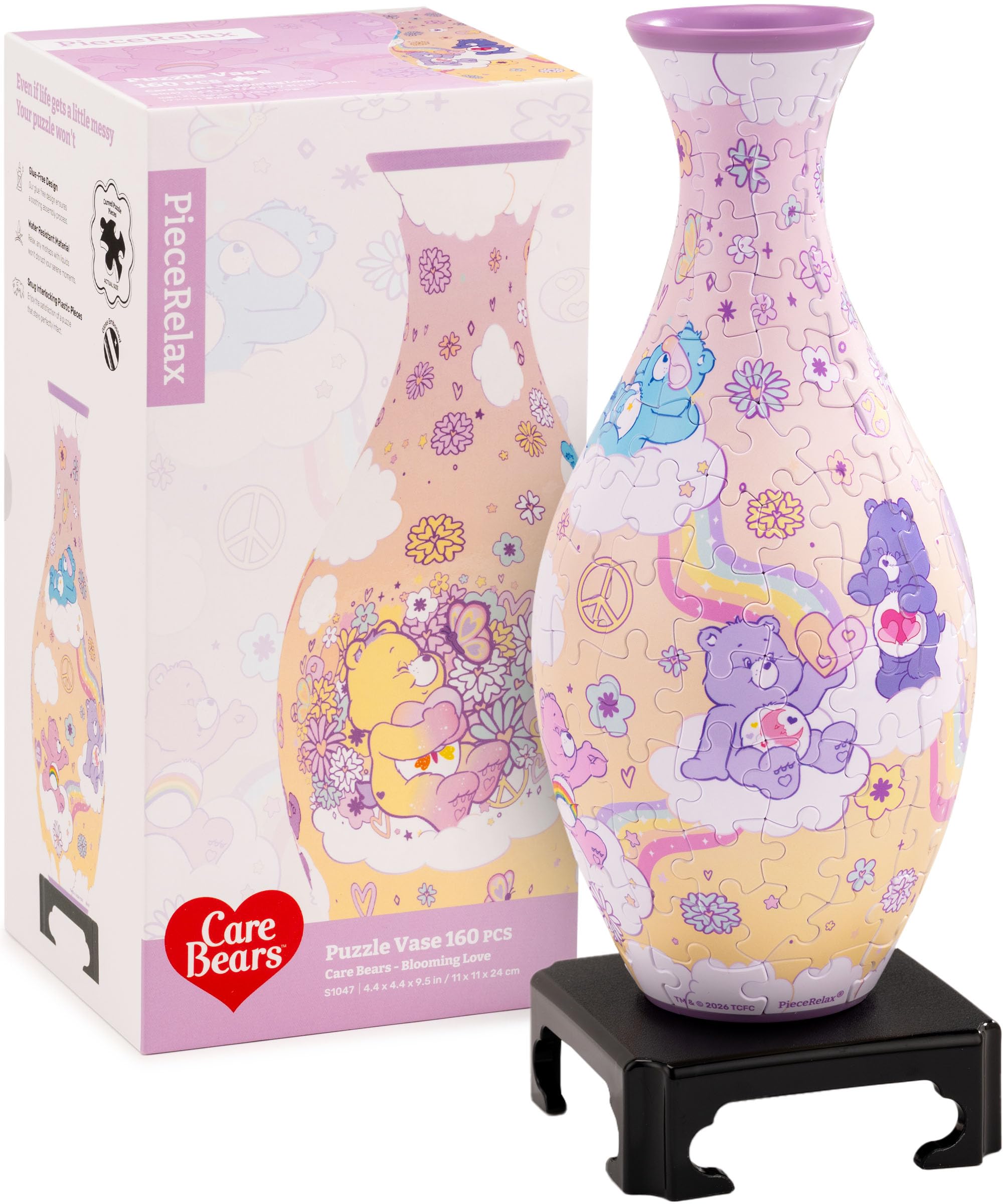 PieceRelax 3D Vase Puzzle Bears Love Jigsaw Flower Decor 160-Piece  Care Blooms  (11x11x26cm) Puzzle, Arrangement, Hydroponics, Gift, [S1047]
