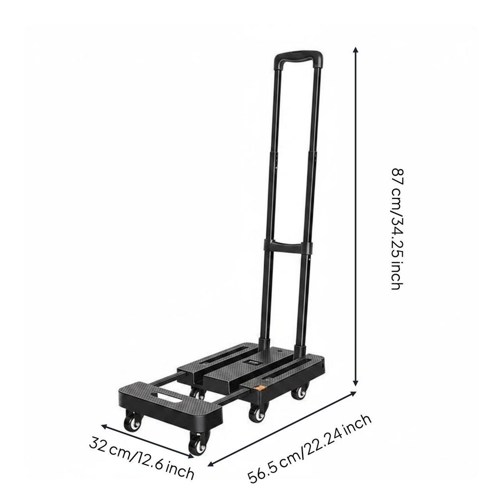 Foldable Transport Cart Thickened Iron Frame Rolling Hand Truck Multipurpose