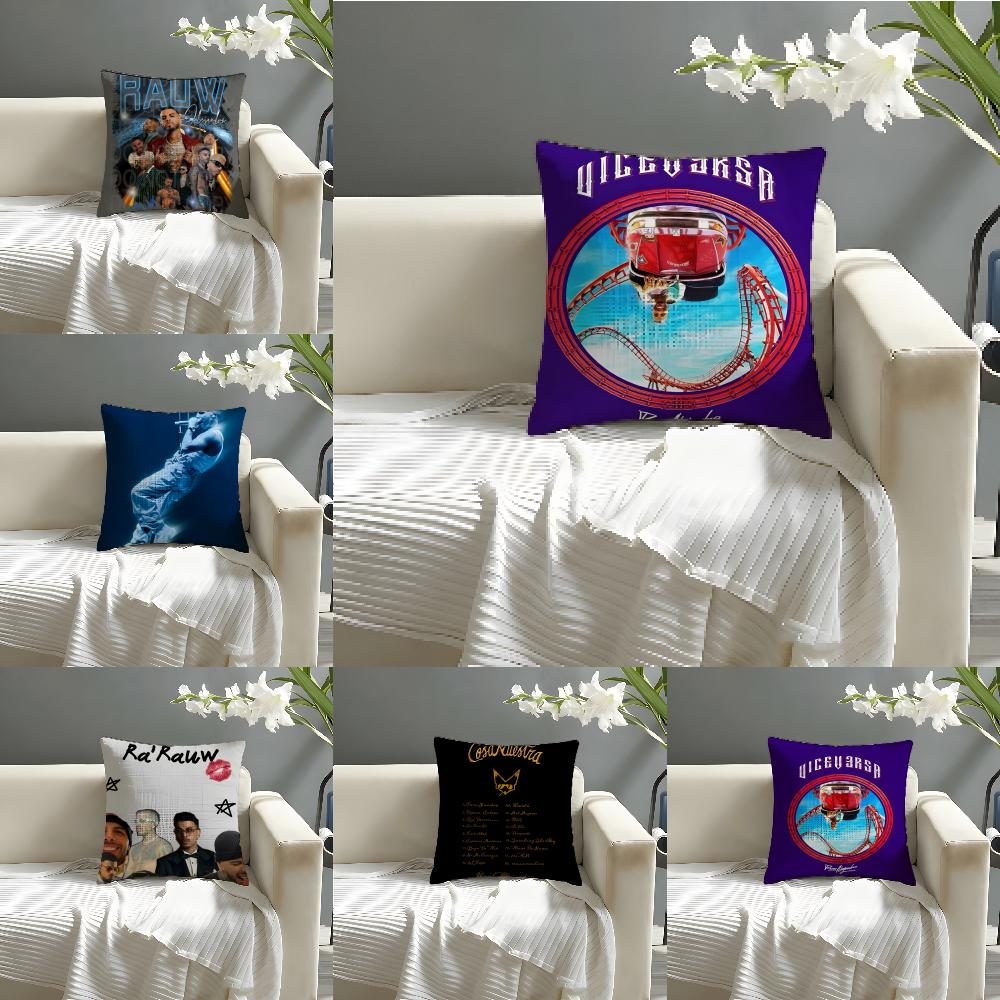 Pillow Case Cotton Linen Fabric Square Zipper Pillowcase Home Decorative Living Room Playa Saturno R-Rauw Alejandro Singer 4