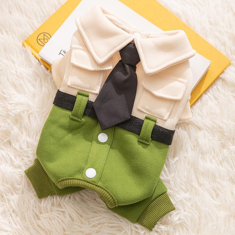 Pet Clothes Autumn and Winter Warm Dog Clothes Cute Bear Traction Sweater Fleece Puppy Cat Clothing