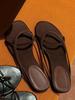 Leder Französisch Retro Dünner Riemen Zehensteg Sandalen Schuhe Damen tragen Sommer neu Strandurlaub flache coole Hausschuhe