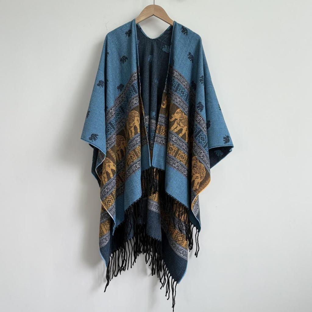 Pelerină de damă în stil etnic nord-vestic: Șal și eșarfă groase de prerie din Xinjiang, Tibet și Yunnan