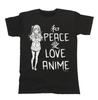 Frieden Liebe ANIME T-Shirt Herren Baumwolle Lustig Animation Japanischer Cartoon