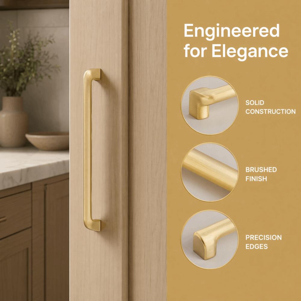 Brass Gold Finish Cabinet Door Handles Minimalist Design Kitchen Handles For Kitchen Cabinets