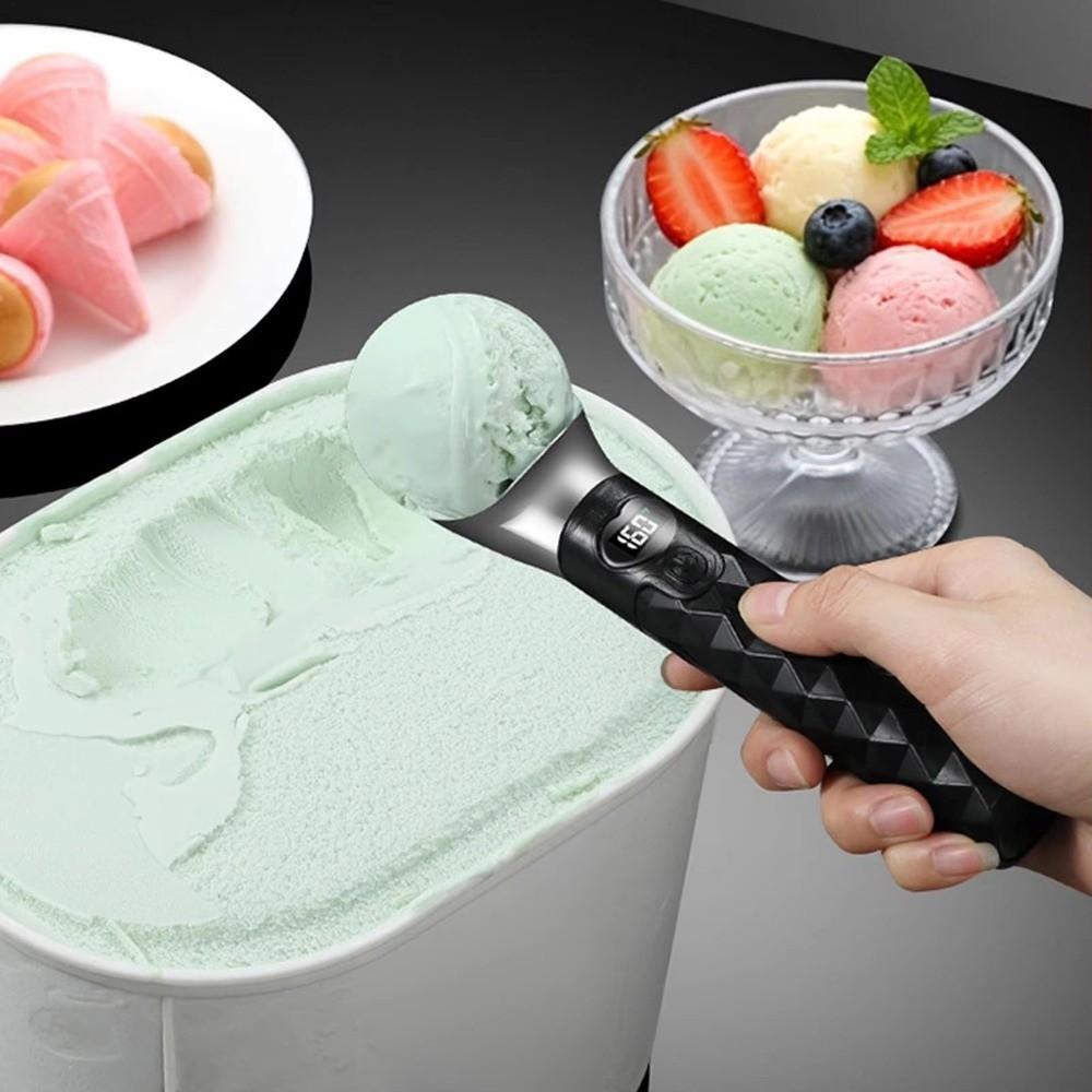 Waterproof Self Warming Dessert Gadget LED Display Ice Cream Dipper Hard Ice Cream