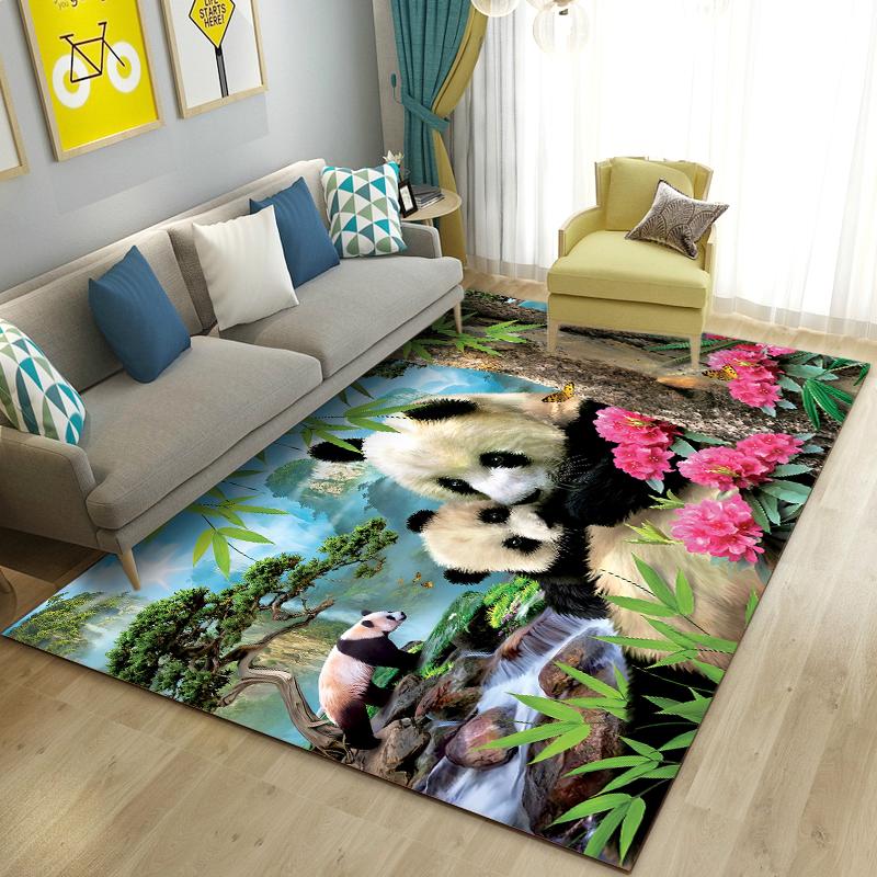 Alfombra de área 3D de dibujos animados de panda lindo, alfombra para sala de estar, dormitorio, sofá, felpudo, decoración de cocina, alfombra de suelo antideslizante para niños