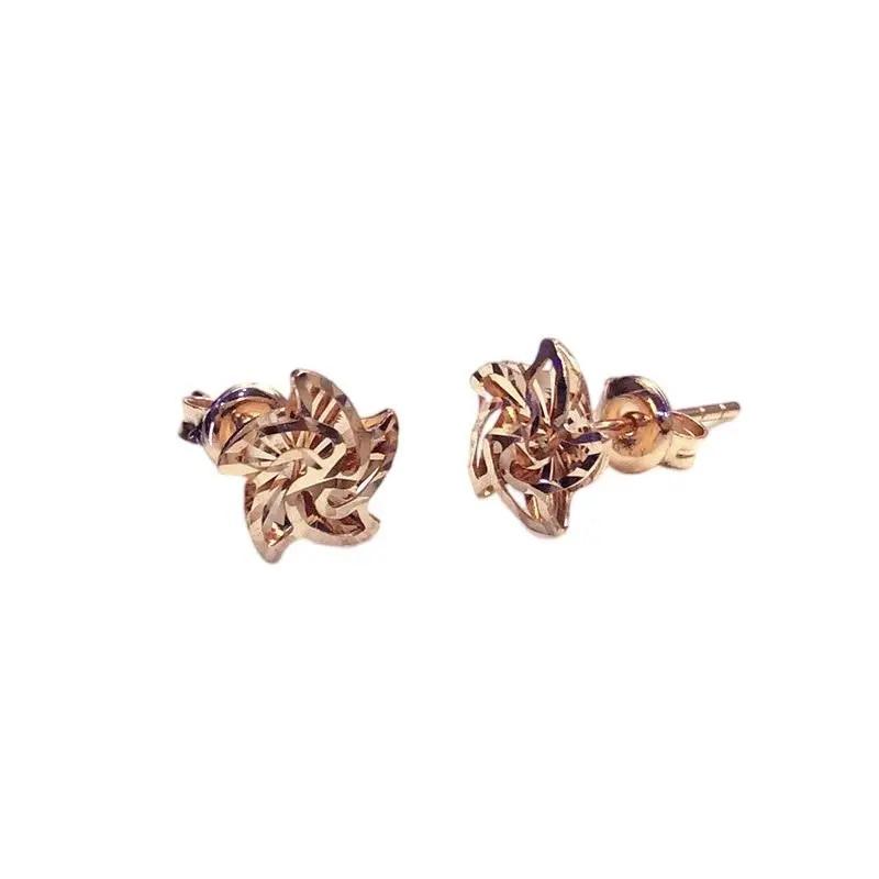 Exquisite Purple Gold 585 Russian Shiny Windmill Stud Earrings Women'S Exquisite Fashion Rose Gold Plated Earrings Simple