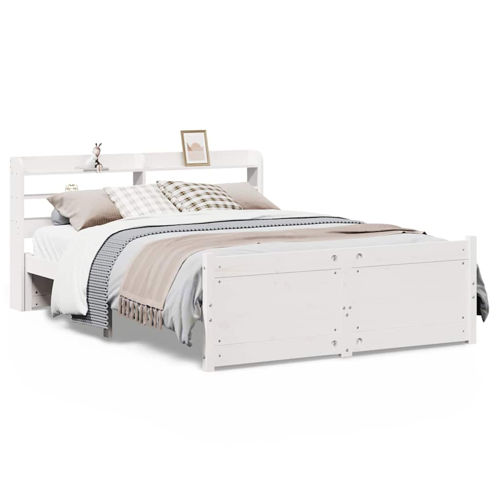 Bed Frame with Headboard Without Mattress White 140 x 200 cm