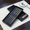 Light Luxury Titanium Chopsticks Set: Ice Flower Design, Non-slip, Mildew-proof, Antibacterial, 5 Pairs with Gift Box.