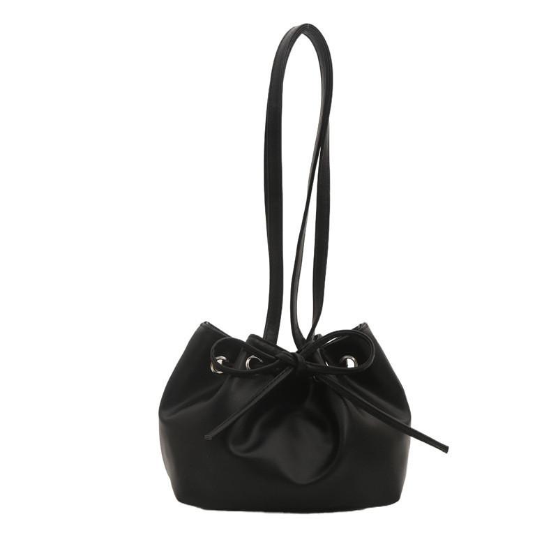 Stylish 2024 Women's Pu Leather Bucket Bag Trendy Single Shoulder Handbag With Bow
