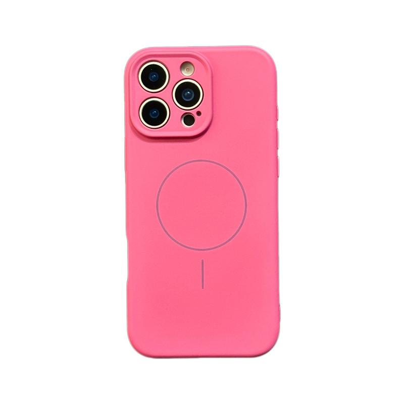 Fine ring magnetic suction is suitable for Apple 17promax mobile phone case, skin feeling iphone17 solid color magnetic case 15 silicone case.