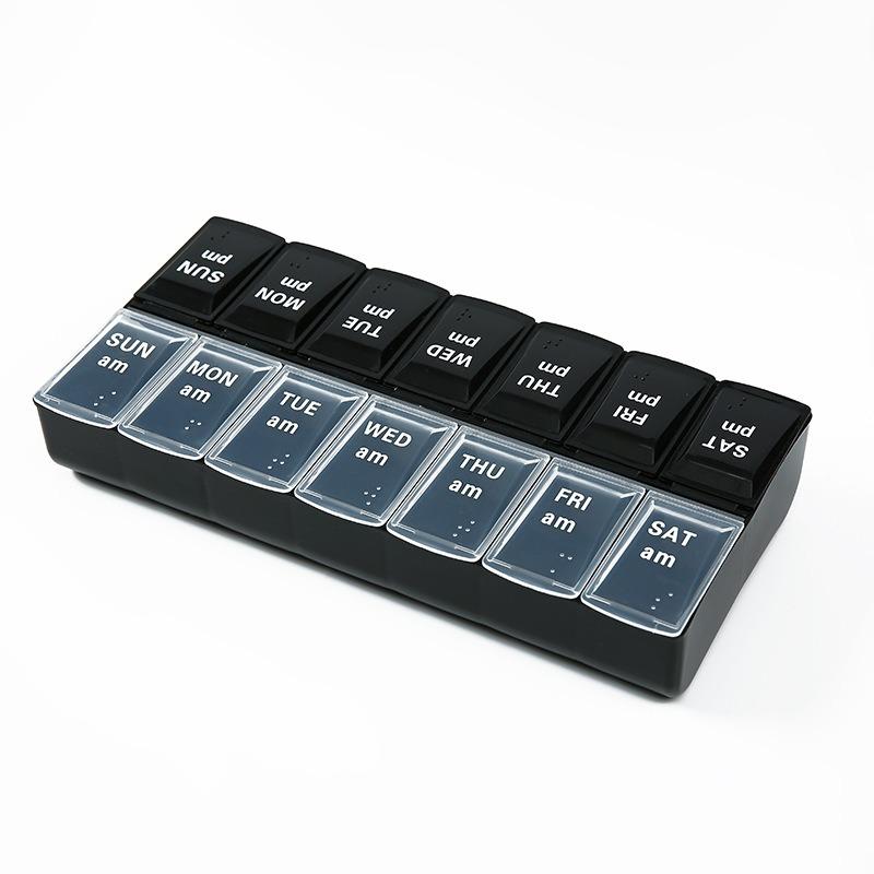 New Hot Premuim Portable Weekly Pill Organizer Case Box Storage Container 7 Day 2 Times 14 Grids for Vitamin Medicine Fish Oils