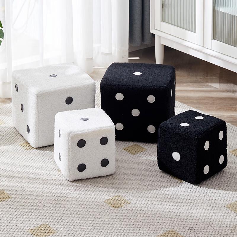 Sherpa Fleece Dice Ottoman