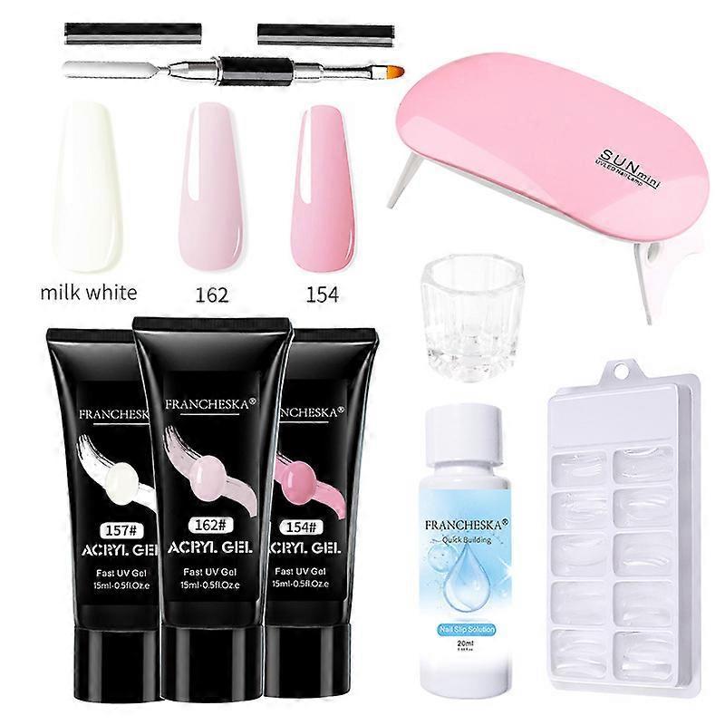 Nail Extension Kit Nail Art Tools Starter Set With 15ml Poly Nail Gel UV Lamp