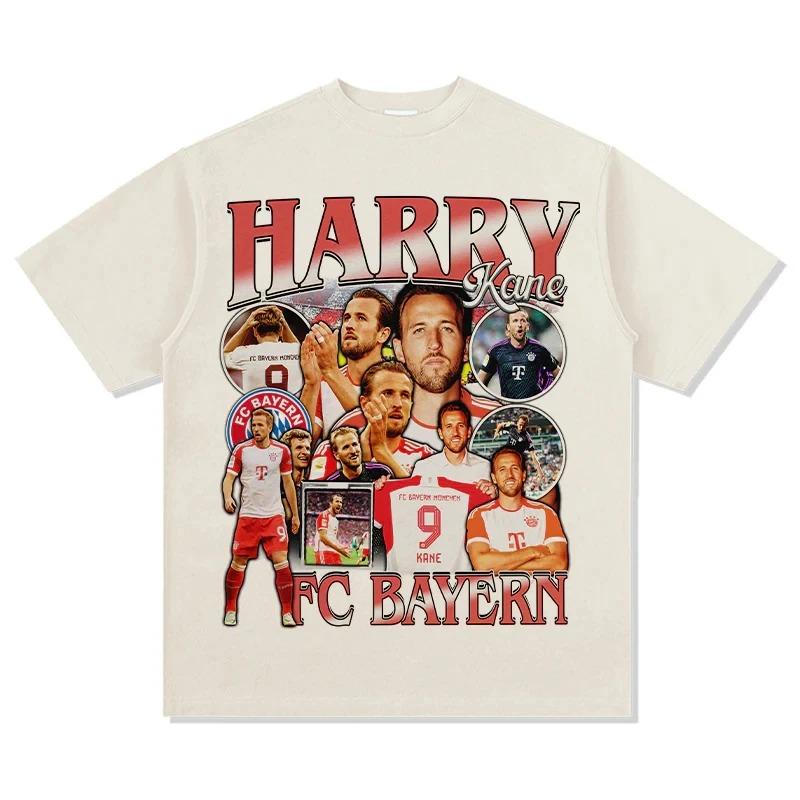 

Harry Kane FC Bayern Munich #9 Vintage Bootleg Oversized T-Shirt, Bundesliga Soccer Star Graphic Tee, Unisex Casual Top L чорний