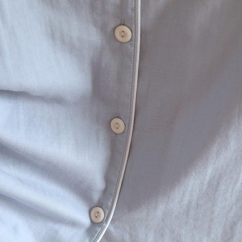 Women's Lightweight Cotton Gauze Pajama Set - Spring/Summer Long Sleeve Cardigan