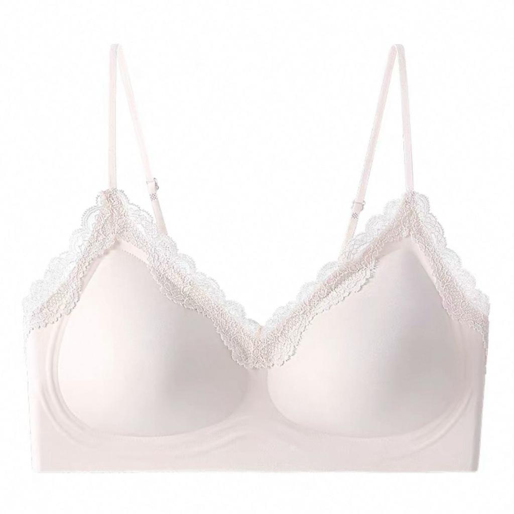 Seamless Women's Thin Small Bust Push-Up Lifting Camisole Style Thin Strap Bra