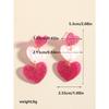 1 Pair Pink Heart Shape Earrings Women Layered…