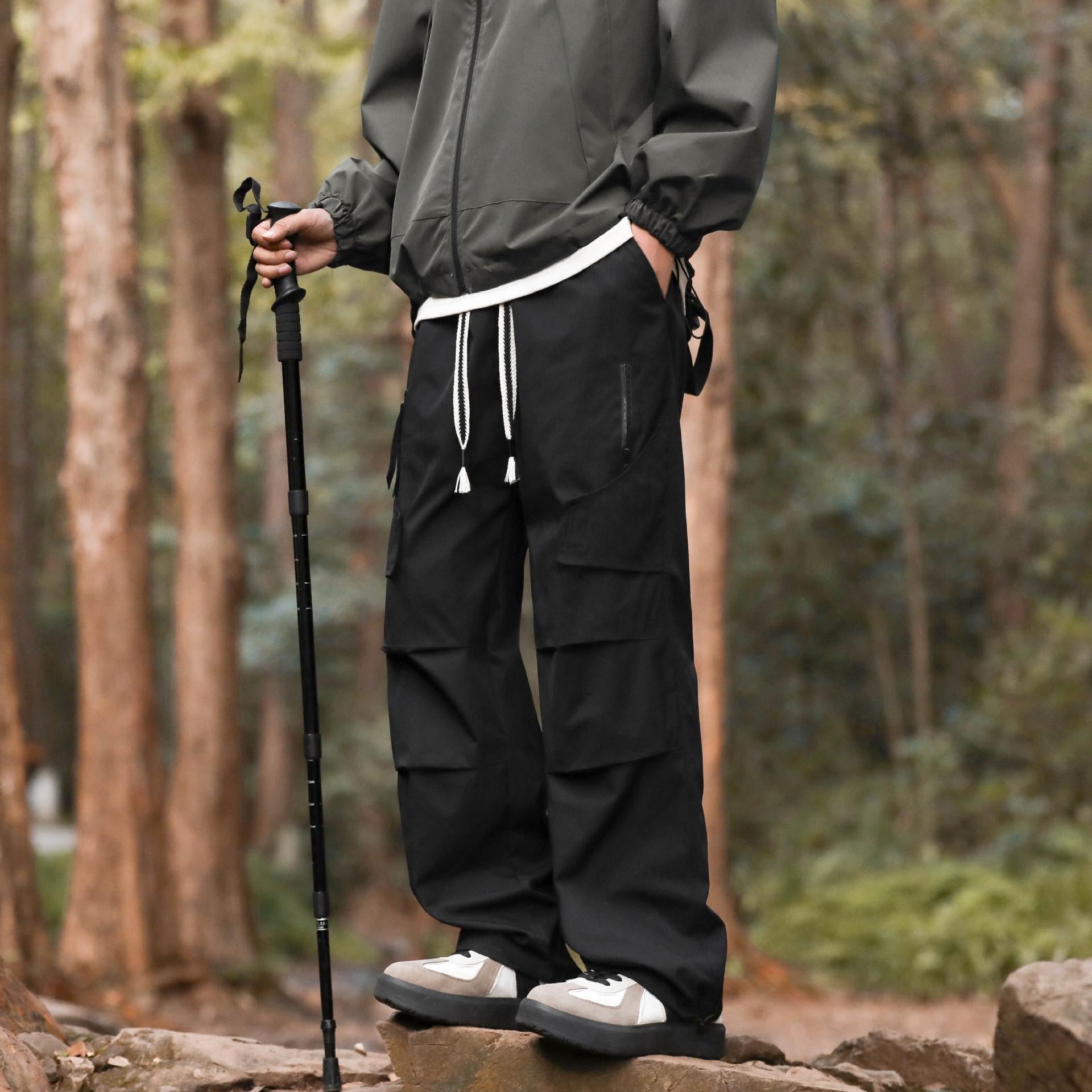 

Рабочие брюки с несколькими карманами для мужчин, летние, новые, свободные, в американском уличном стиле, весенне-осенние, с завязками и накладными карманами 4XL