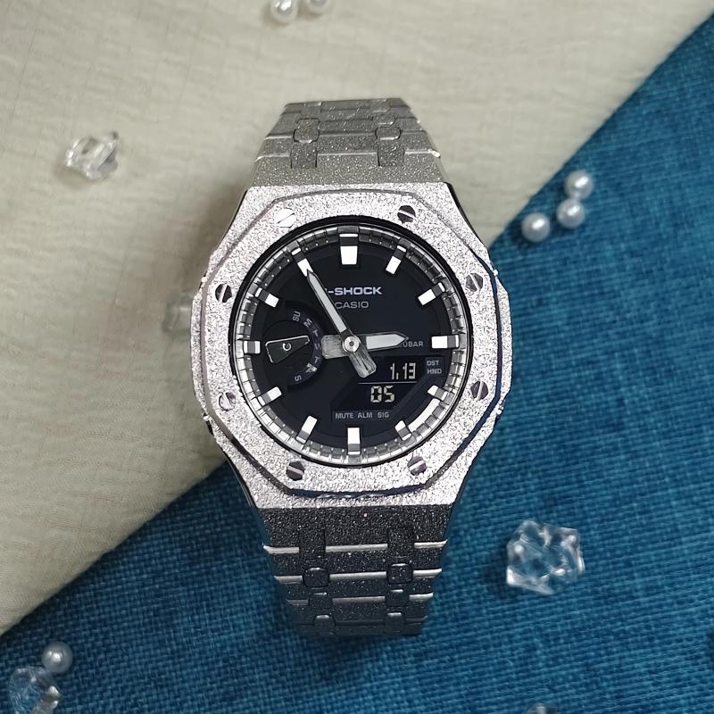 Casio Unisex Liquid Crystal,Analog Dual Display Series 44mm Black Watch GA-2100SKE-7A(Watch3--)