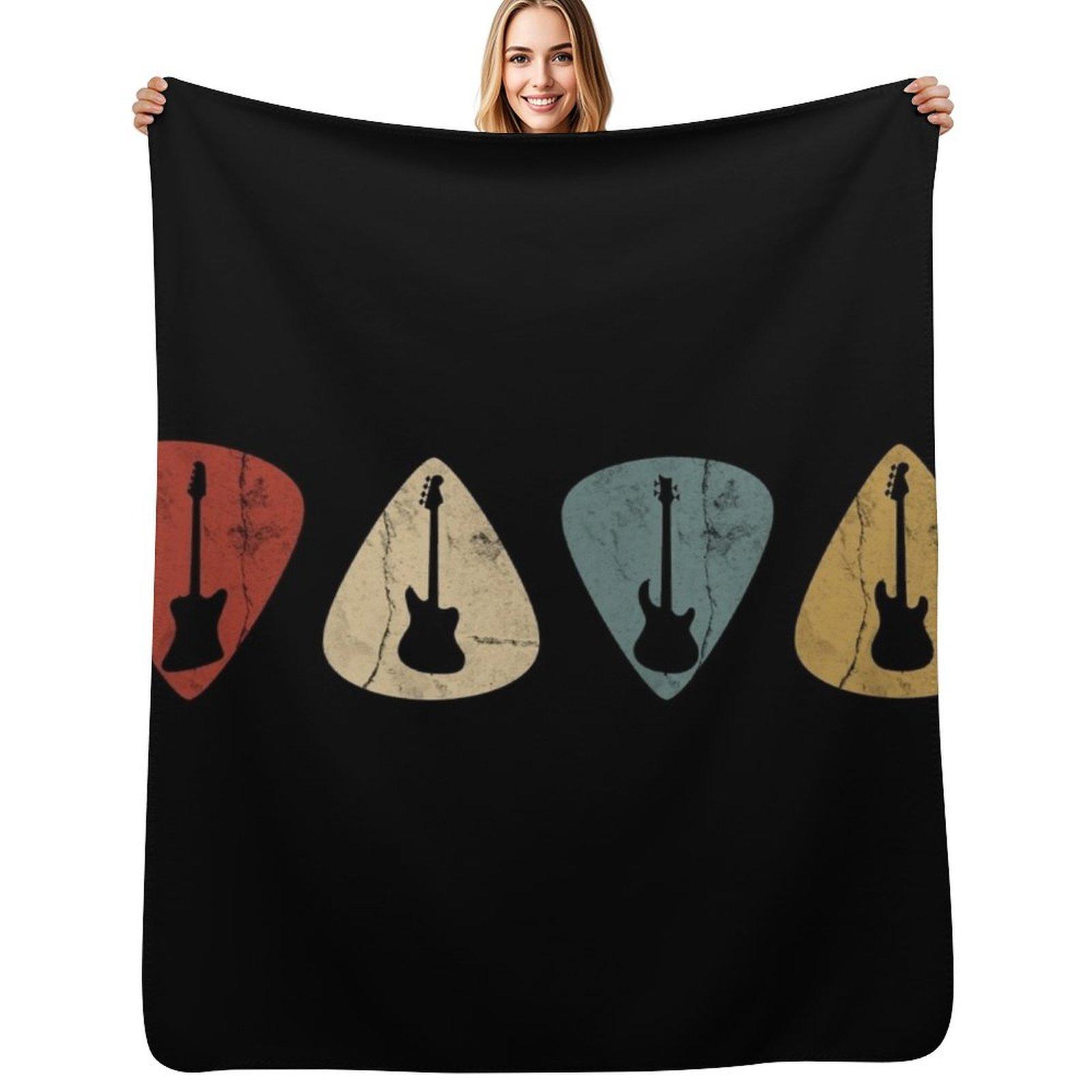 

Bass Guitars Picks Retro Throw Blanket Cozy Throw Blanket for Bed Sofa Chair 75x100cm