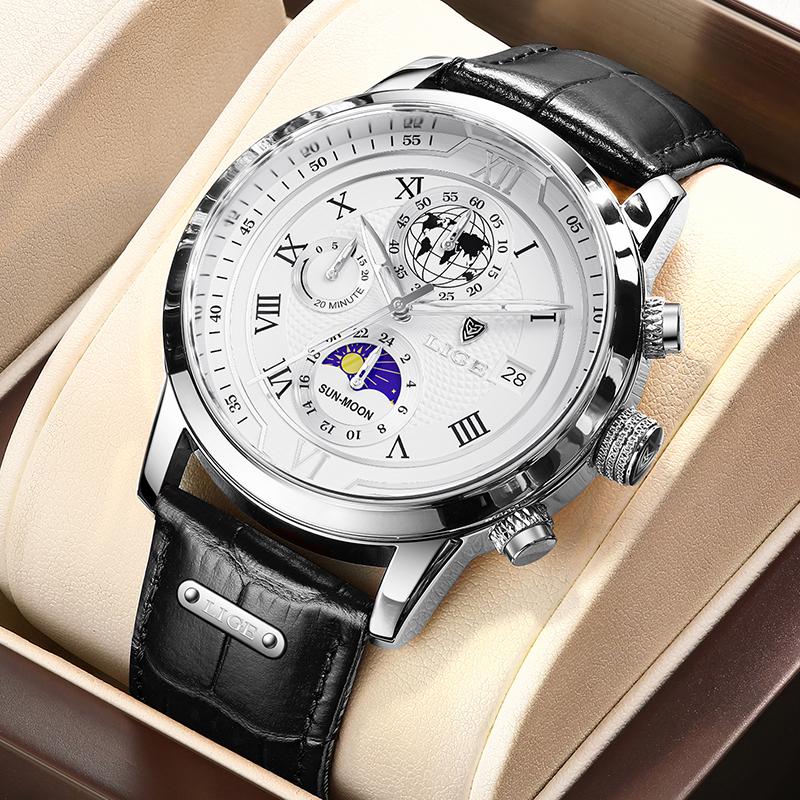 LIGE Luxury Mens Watches Waterproof Luminous Fashion Quartz Watch For Men Business Casual Man Date Chronograph Relogio Masculino