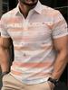2026 Summer Best-selling Men's Short-Sleeved Polo Shirt with 3D Stripes Pattern Print for Outdoor Sports Leisure and Fashion